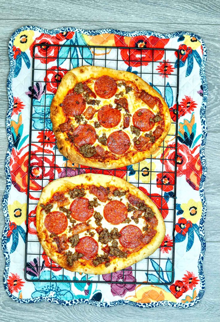 Easy Air Fryer Meat Lovers Flatbread Pizza For Lunch Or Dinner