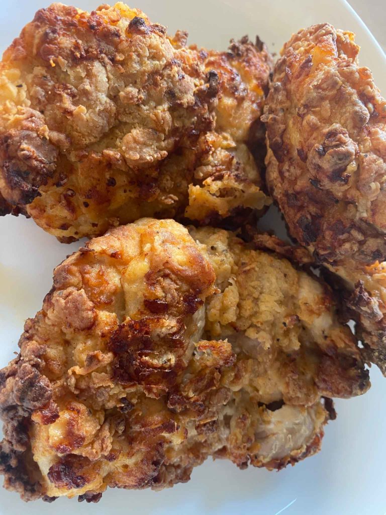 air fryer fried chicken on a white plate