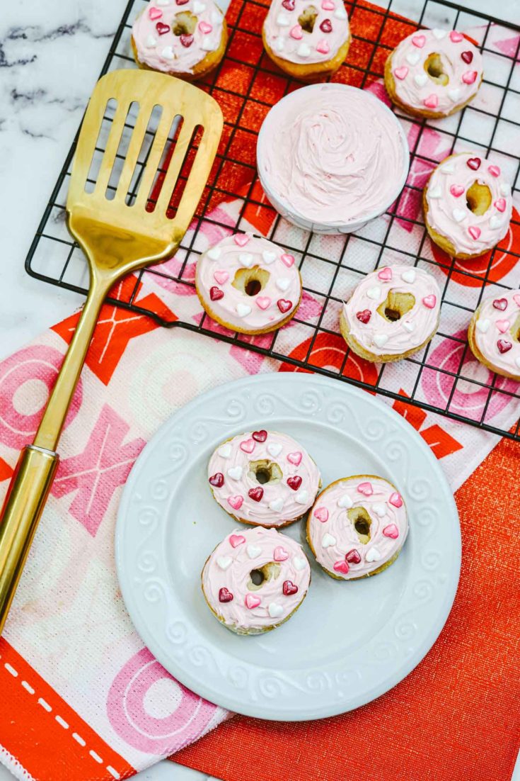 Easy Air Fryer Valentine's Day Strawberry Mini Donuts