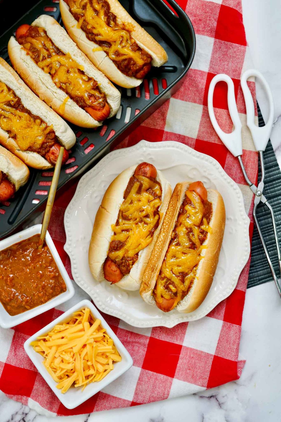 Easy Air Fryer Chili Cheese Dogs - Air Fryer Family Meals