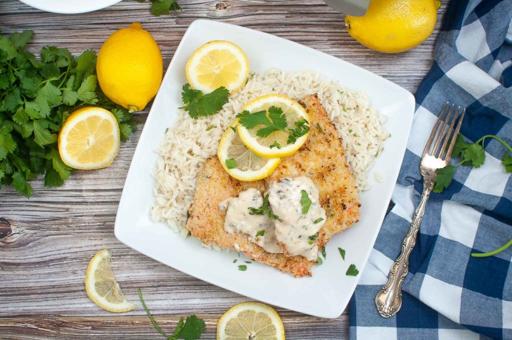 Air Fryer Parmesan Crusted Salmon With White Wine Sauce